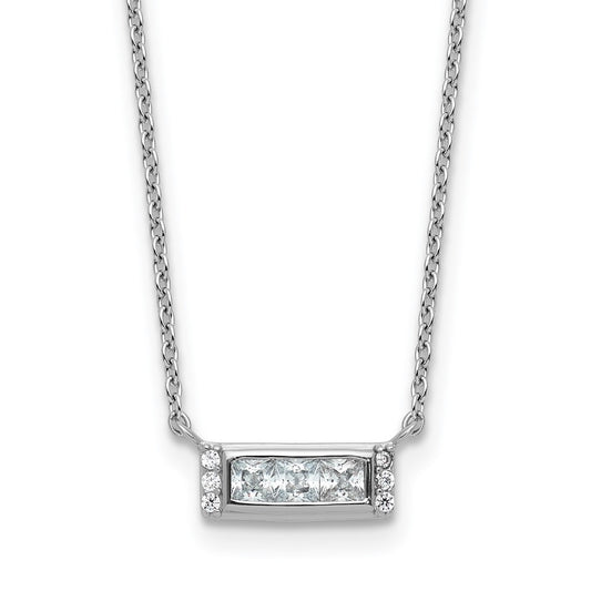 Cheryl M Sterling Silver Rhodium-plated Polished Fancy CZ Bar Necklace 18 Inches