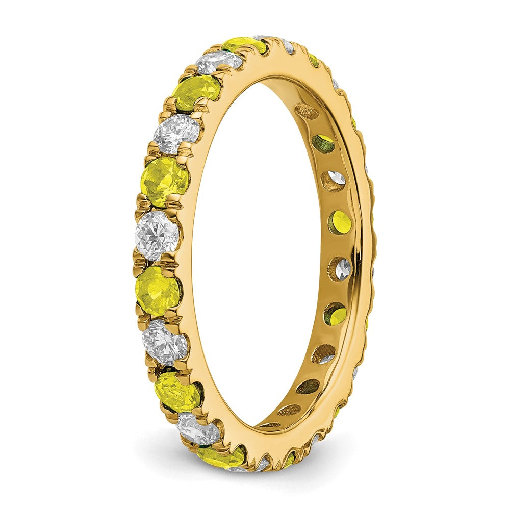 14k 3/8 carat Lab Grown Diamond VS/SI+ G+ and Lab Created Yellow Sapphire Size 5 Eternity Band