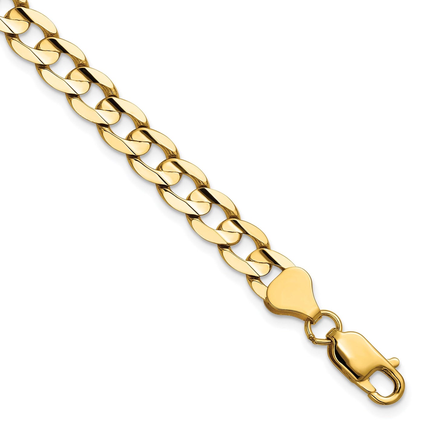 14K 9 inch 6.75mm Open Concave Curb with Lobster Clasp Chain