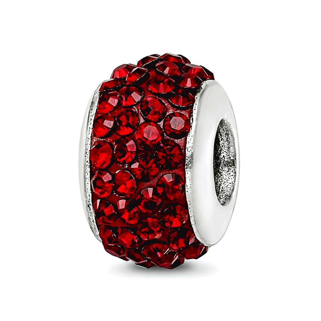 Sterling Silver Reflections Dark Maroon Full Preciosa Crystal Bead