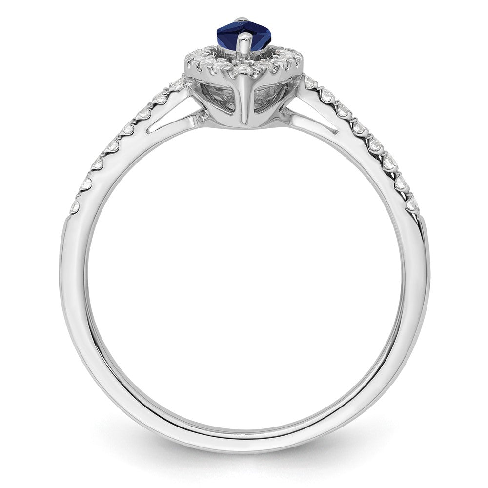 10kw Created Blue Sapphire & Diamond Birthstone Ring
