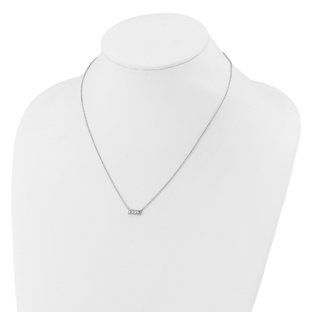 Cheryl M Sterling Silver Rhodium-plated Polished Fancy CZ Bar Necklace 18 Inches