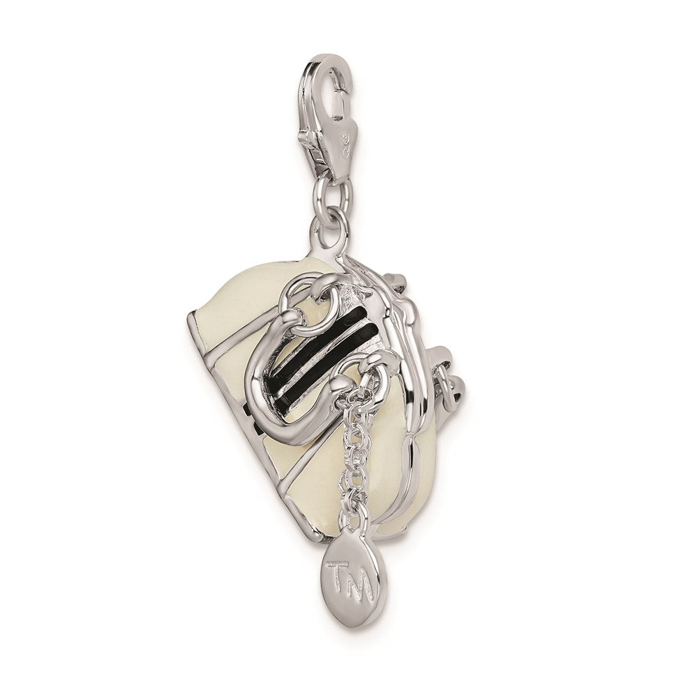Sterling Silver Rhodium-plated 3-D Enameled Purse w/Lobster Clasp Charm