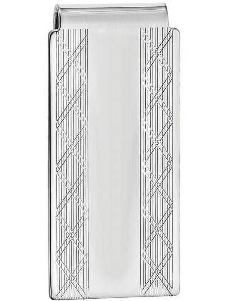 Primal Rhodium-plated Kelly Waters Hinged Money Clip with X pattern Sides