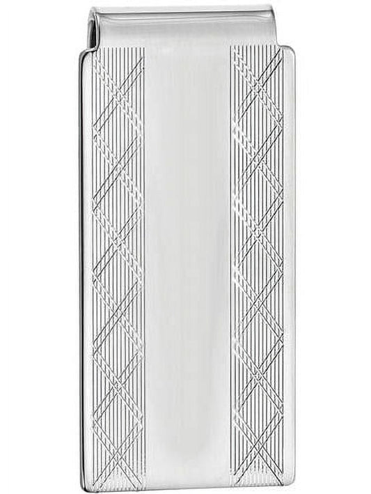 Primal Rhodium-plated Kelly Waters Hinged Money Clip with X pattern Sides