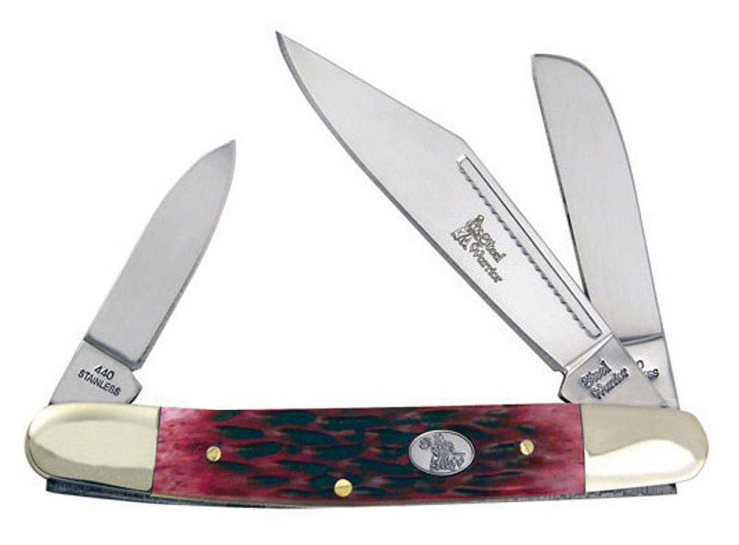 Steel Warrior Wrangler Stockman - Red Walnut Jigged Bone Handles Pocket Knife Knives