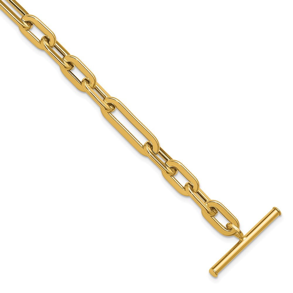 14K Polished Fancy Link Toggle Clasp Bracelet 7.75  inches