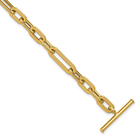 14K Polished Fancy Link Toggle Clasp Bracelet 7.75  inches