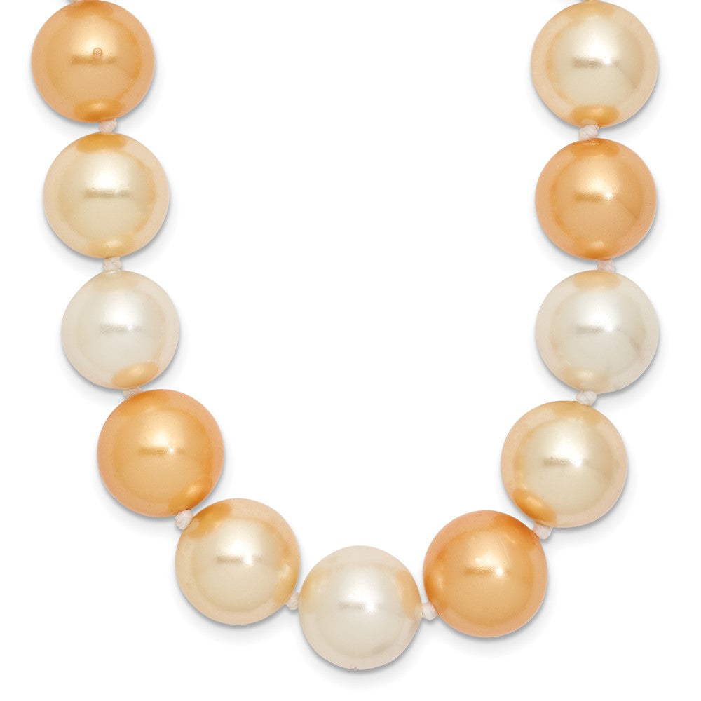 Majestik Sterling Silver Rhodium-plated 12-13mm Yellow and White Imitation Shell Pearl Hand-knotted Necklace 18 Inches