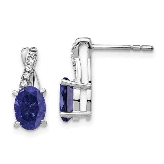 14k White Gold Sapphire and Diamond Earrings