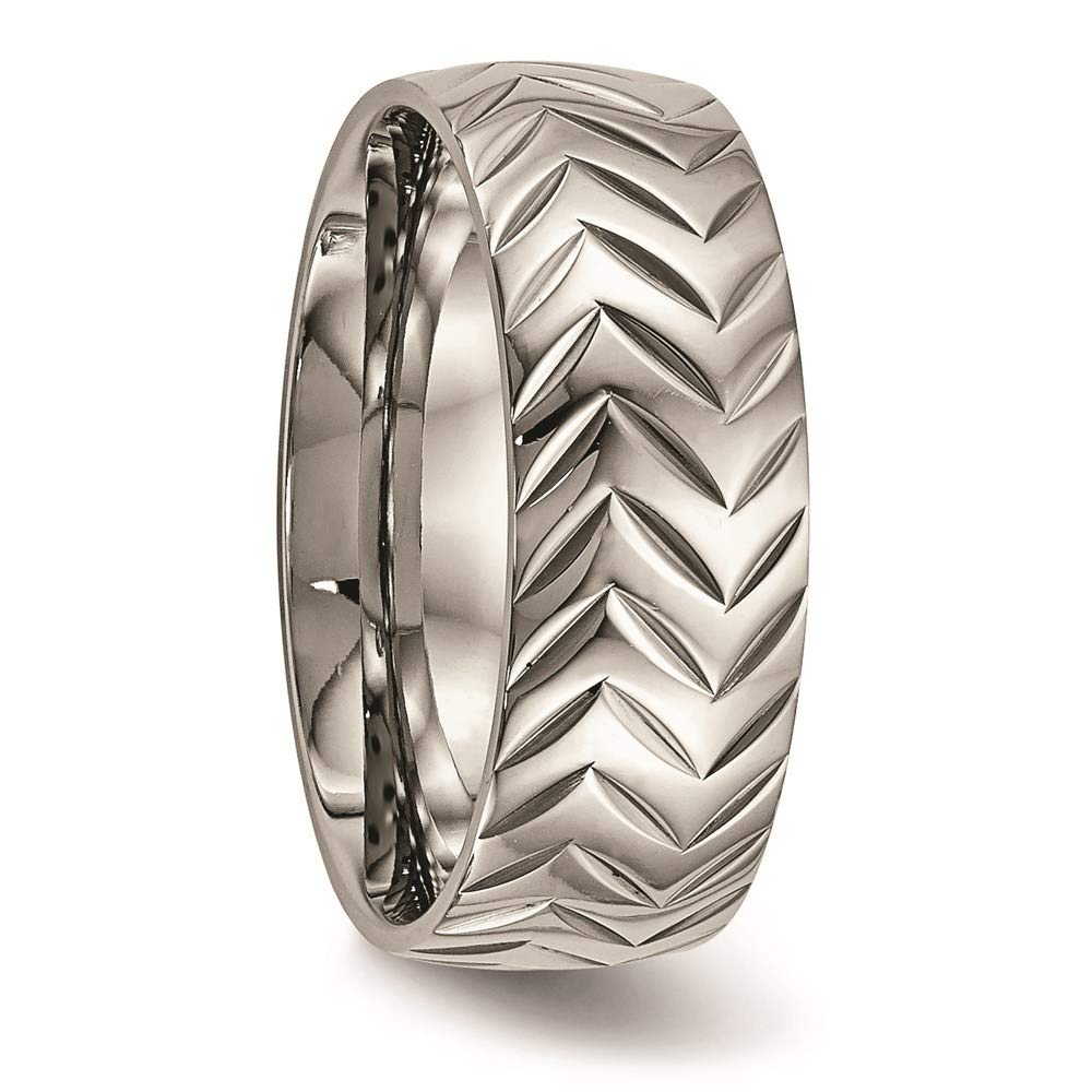 Titanium Polished Diamond Cut 8mm Band Size - 7.5