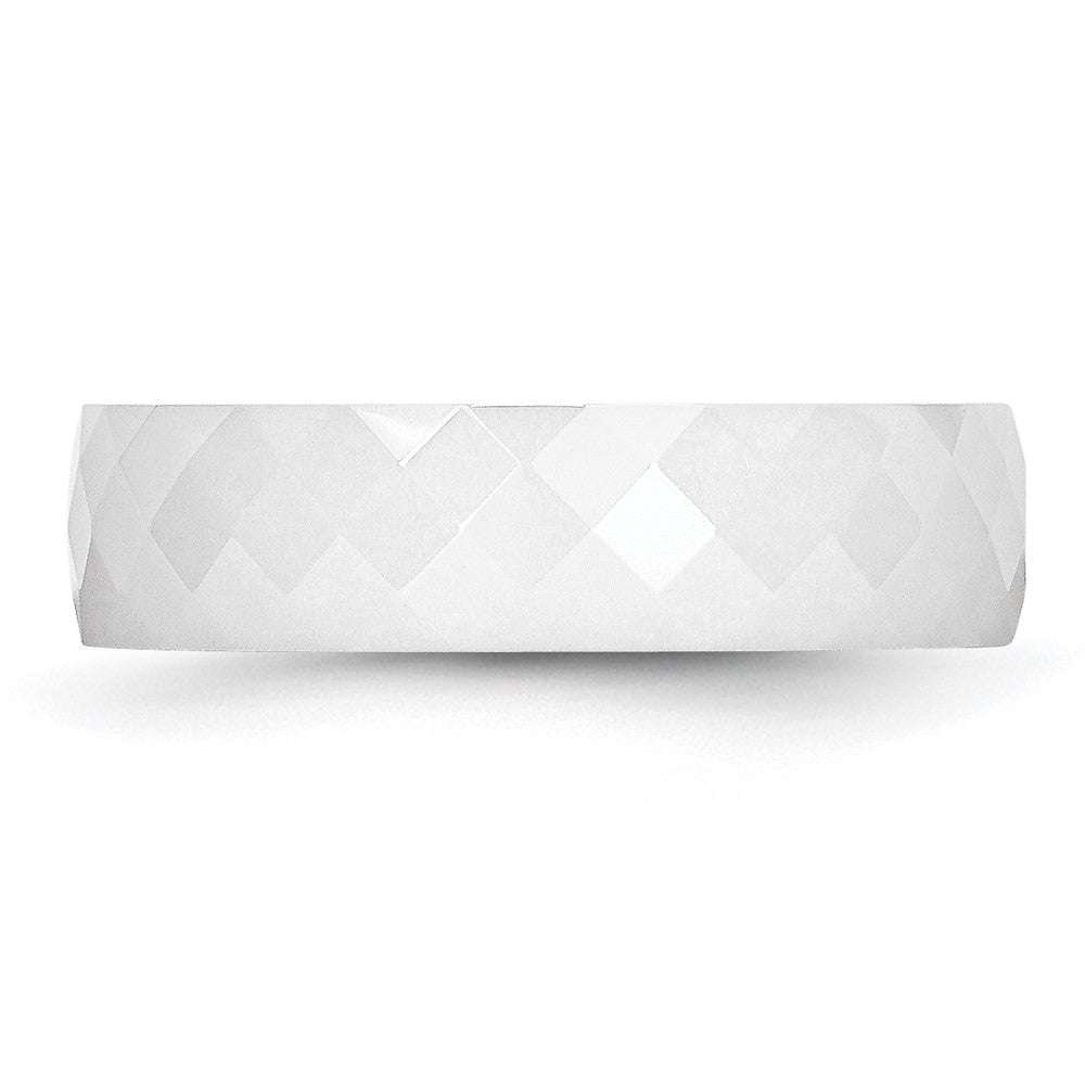 Ceramic White 6mm Faceted Polished Band Size - 5