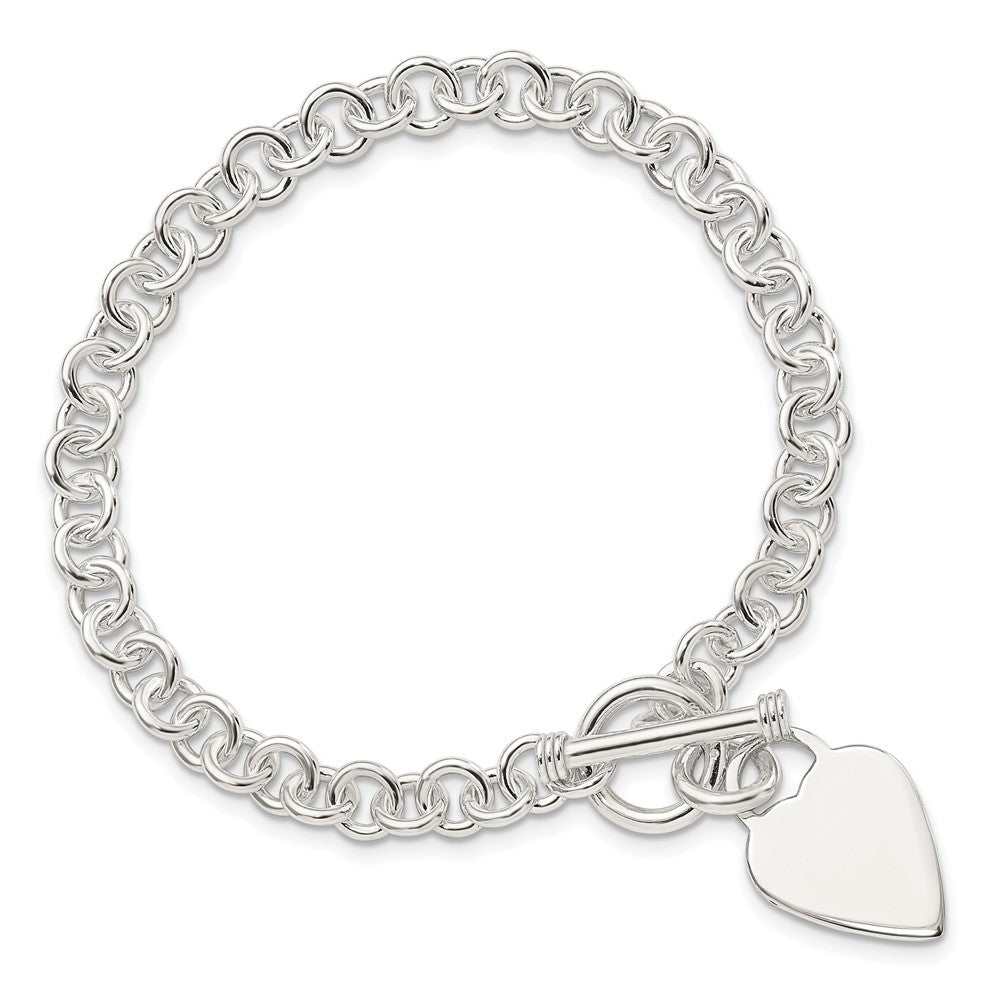 Sterling Silver Polished Heart Bracelet 7.5 inches