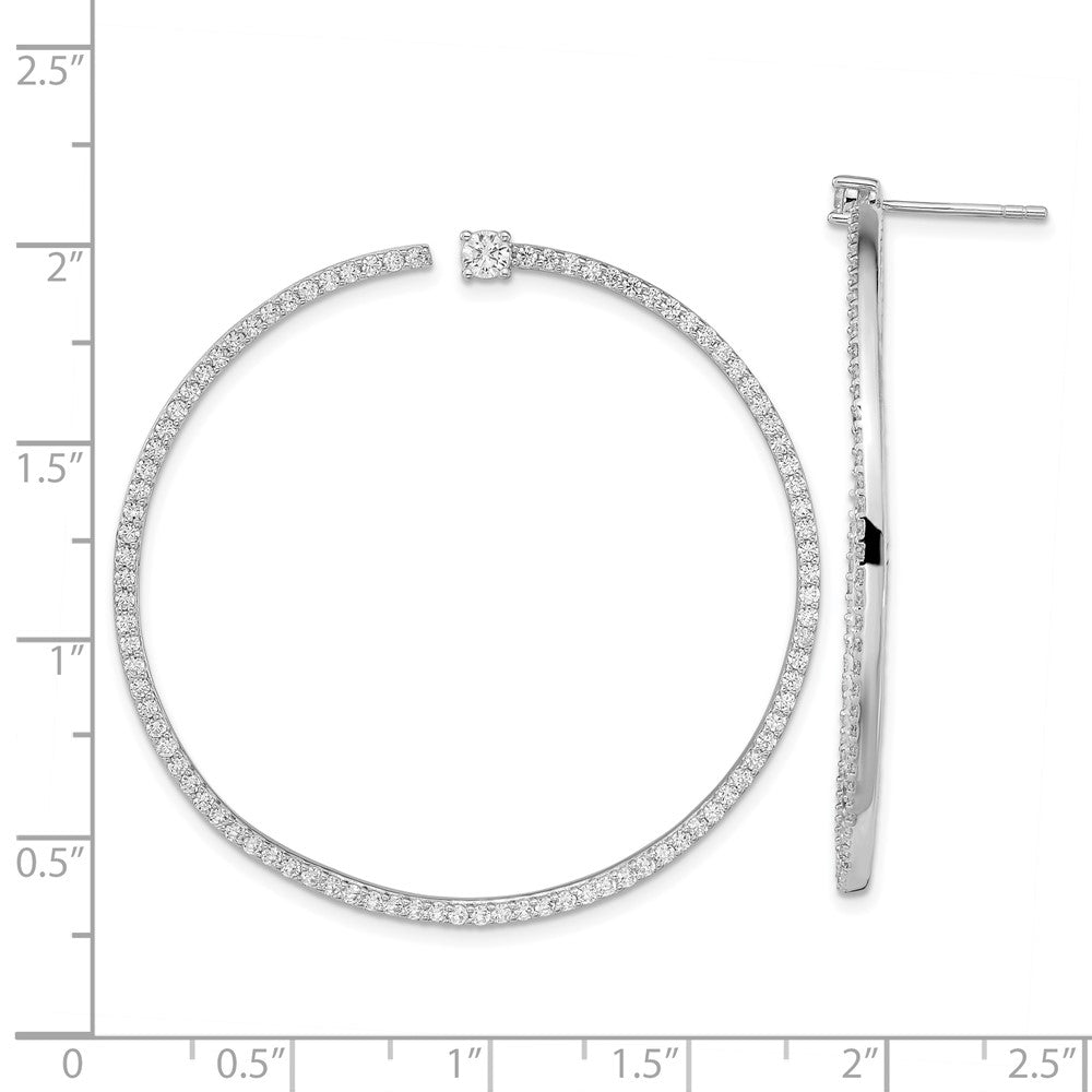 Cheryl M Sterling Silver Rhodium-plated Brilliant-cut CZ Post Hoop Earrings