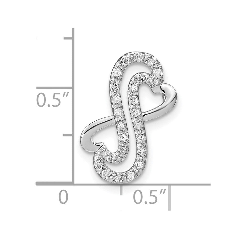 Sterling Silver Polished Diamond Heart Infinity Chain Slide