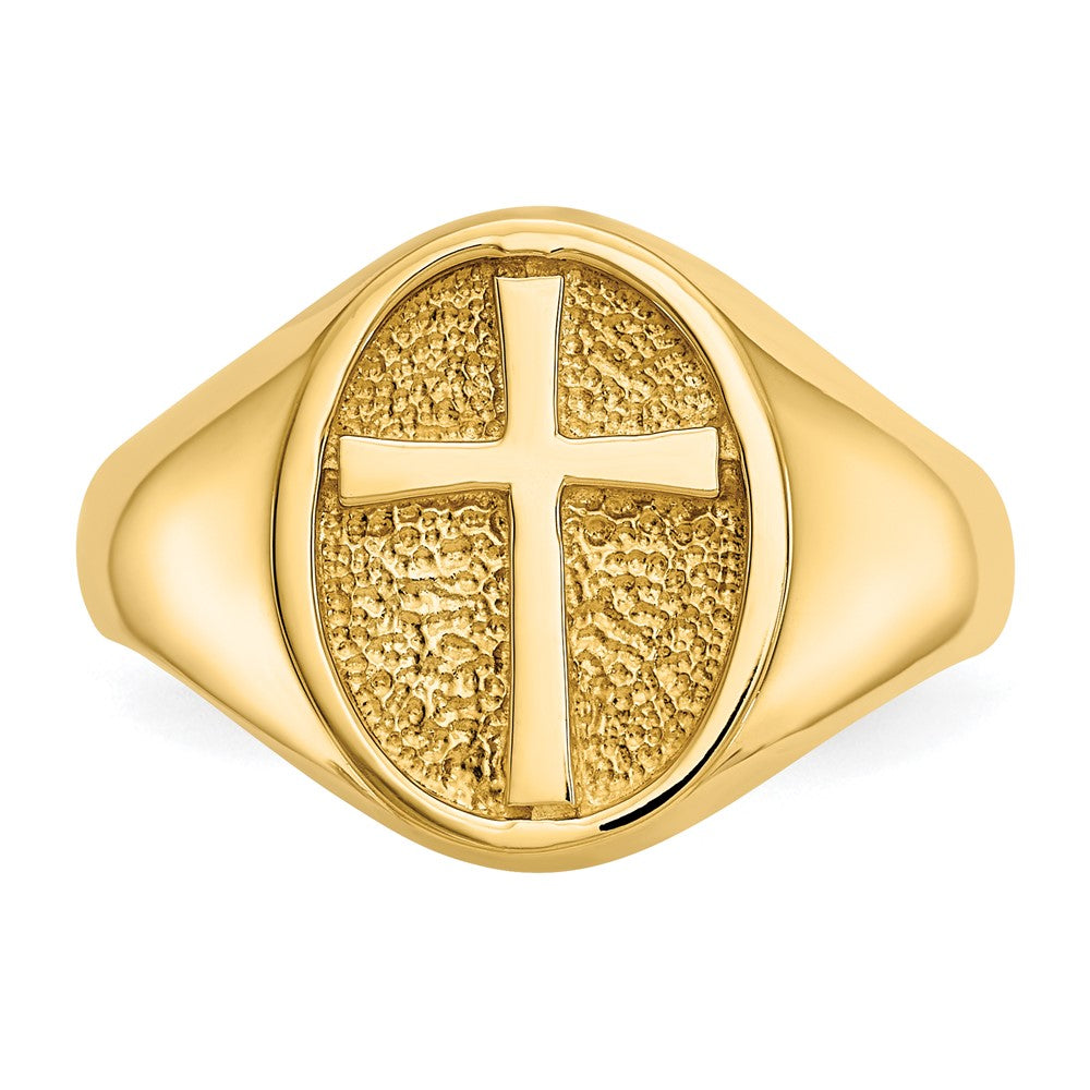 14k Polished Eternal Life Cross Ring Size 7