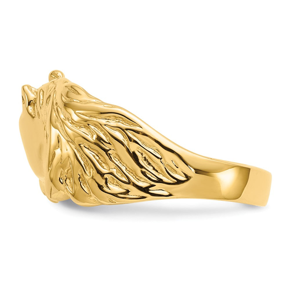 14K Gold Polished Horse Head Ring Size 7