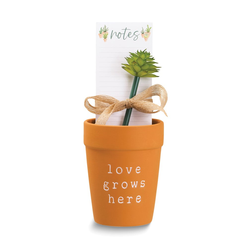 Love Grows Here Planter with Pad and Pen Set