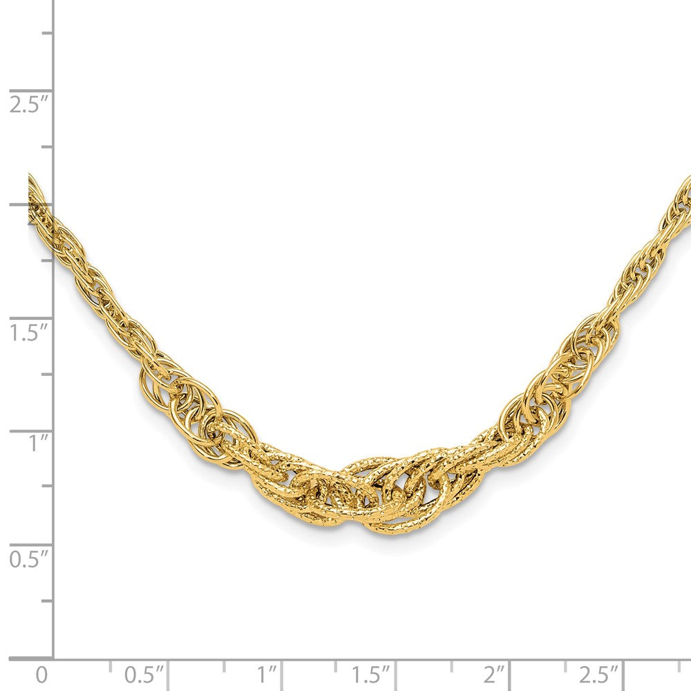 14K Polished Textured Fancy Link Necklace