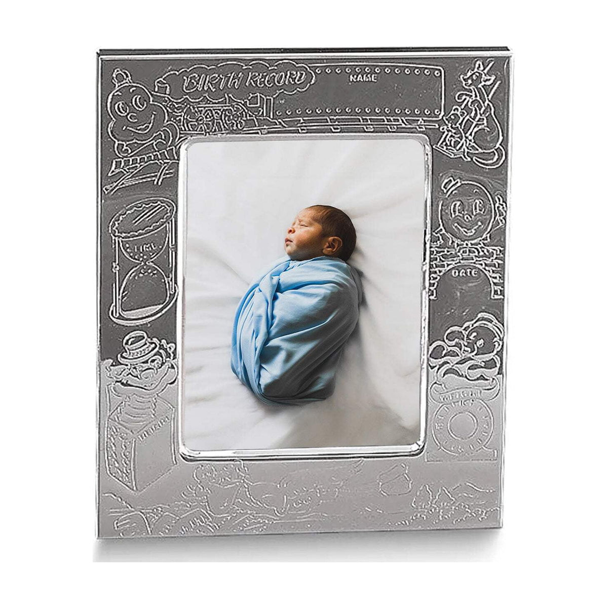 Creative Gifts International 3.5 x 5 in. Nickel Plated Birth Record Frame - Sheridan green