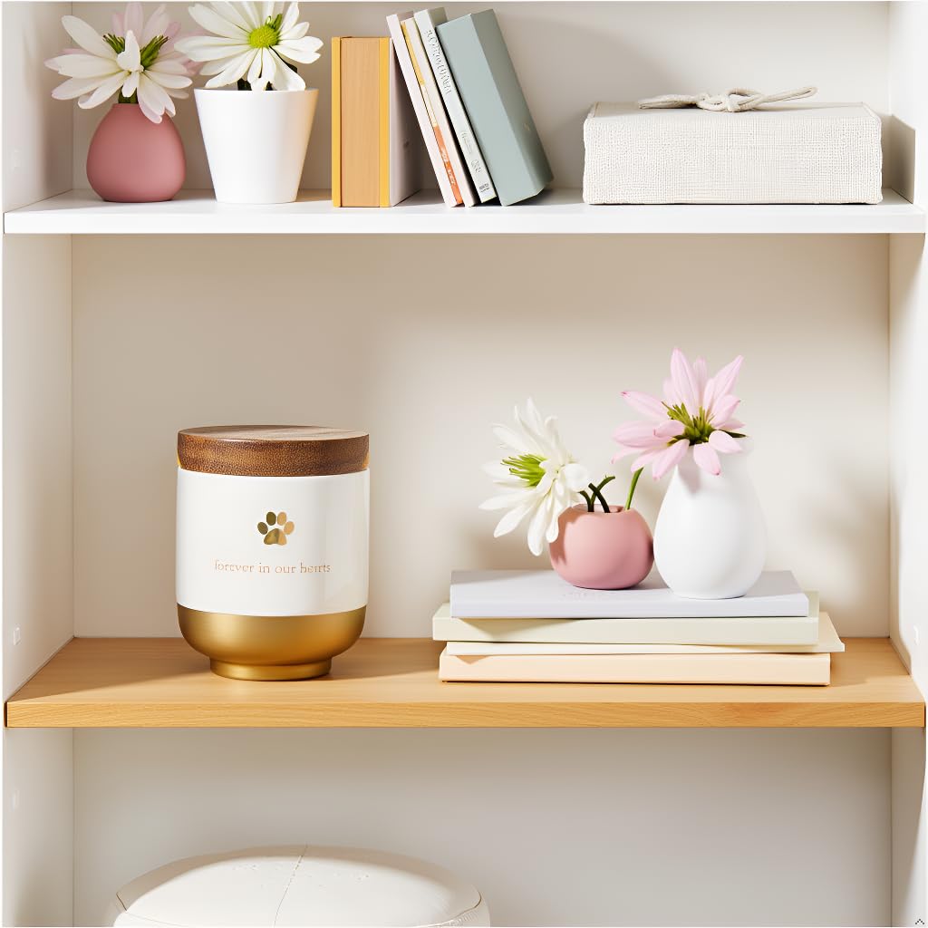 FOREVER IN OUR HEARTS Brown Ceramic Pet Memory Jar with Wooden Lid