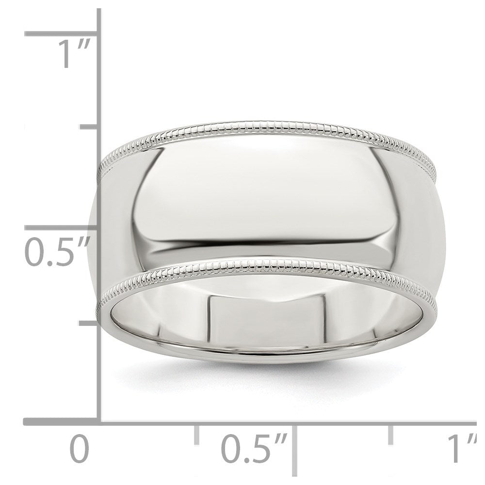 Sterling Silver 9mm Half Round Milgrain Size 10 Band