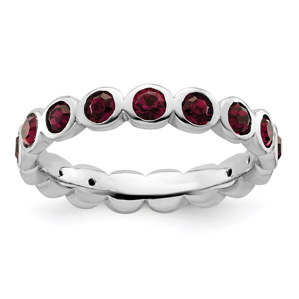 Sterling Silver Stackable Expressions February Crystal Ring Size -10