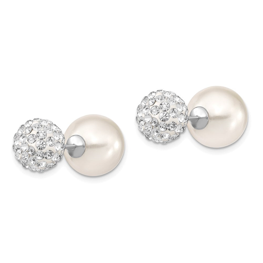 Sterling Silver Rhodium-plated CZ Double Hoop Earrings
