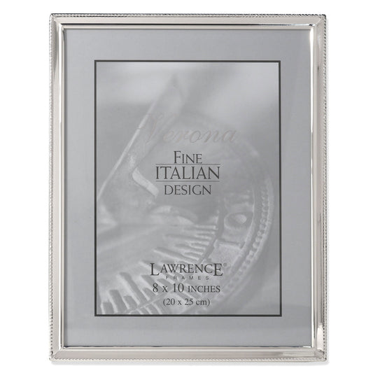 Lawrence Frames Polished Silver Plate 8x10 Picture Frame - Bead Border Design