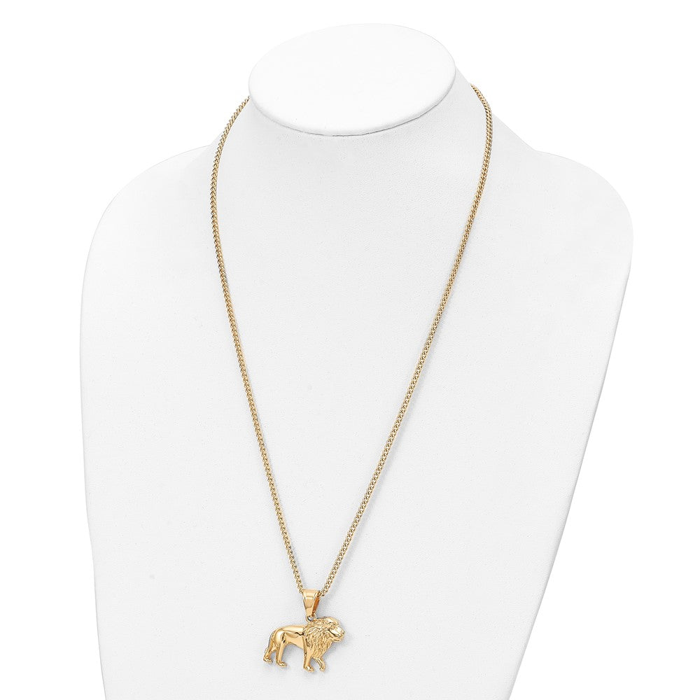 Stainless Steel Polished Yellow IP-plated Lion 24in Necklace