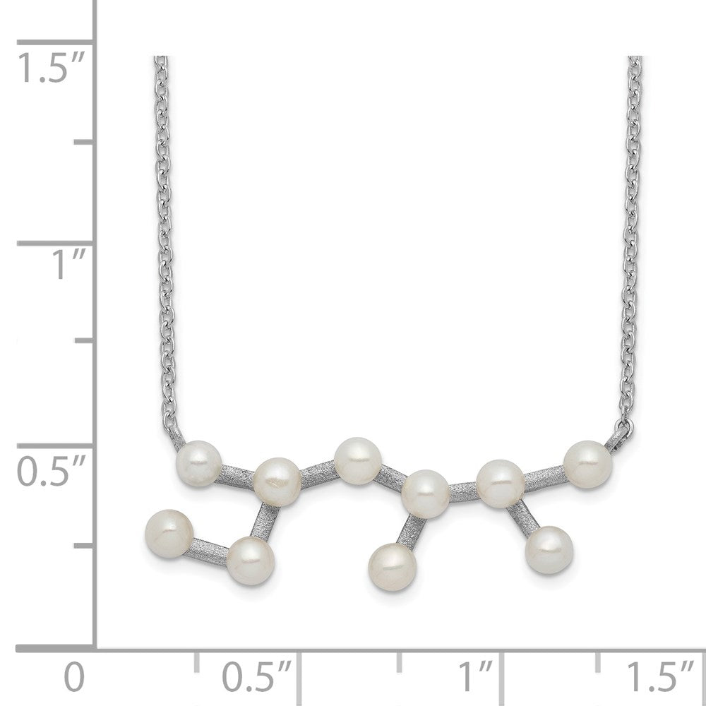 Sterling Silver Rhd-plat 10 3-4mm FWC Pearl Sagitarius w/ 1in ext. Necklace