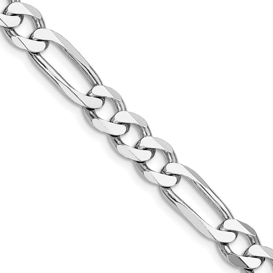 Sterling Silver Rhodium-plated 7.5mm Figaro Chain 26 Inches