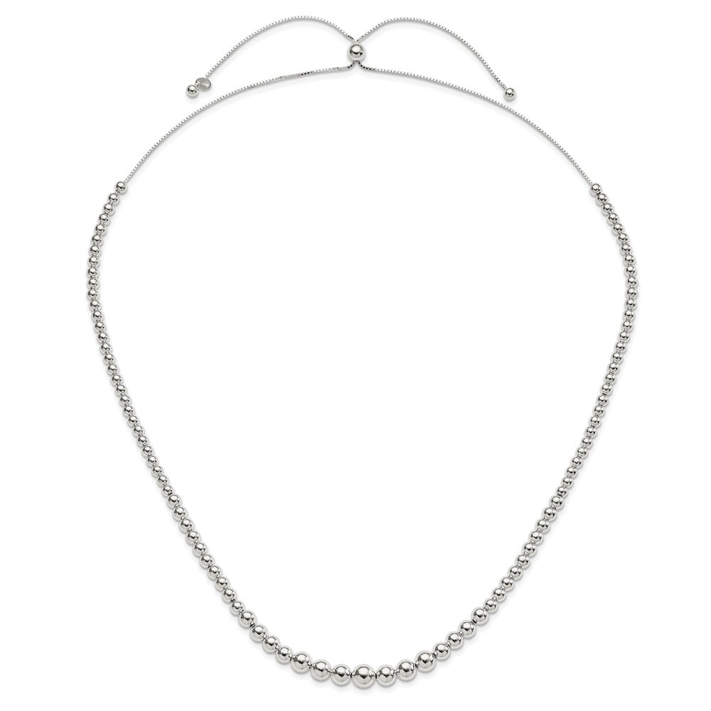 Sterling Silver Graduated Beads Adjustable Necklace 28 Inches