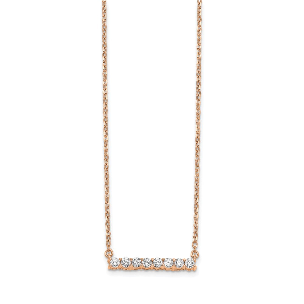14k Rose Gold 1/3 carat Lab Grown Diamond VS/SI+ G+ 18 inch Bar Necklace