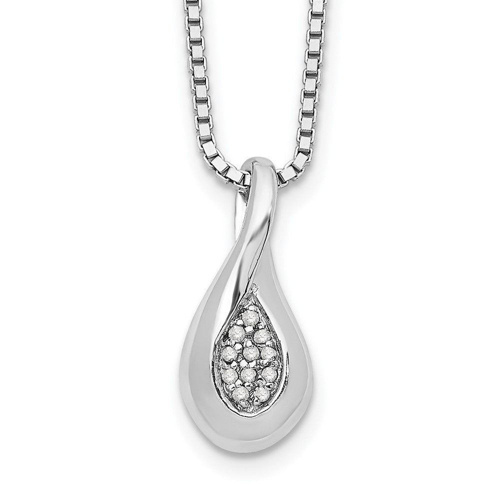 White Ice Sterling Silver Rhodium-plated 18 Inch Diamond Teardrop Necklace with 2 Inch Extender 18 Inches