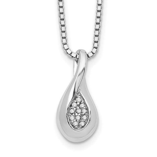 White Ice Sterling Silver Rhodium-plated 18 Inch Diamond Teardrop Necklace with 2 Inch Extender 18 Inches