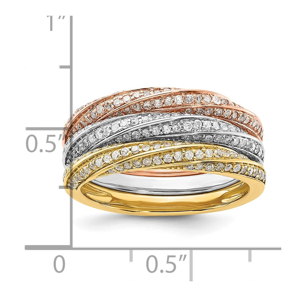 10k Tri-color Diamond Stackable Rings