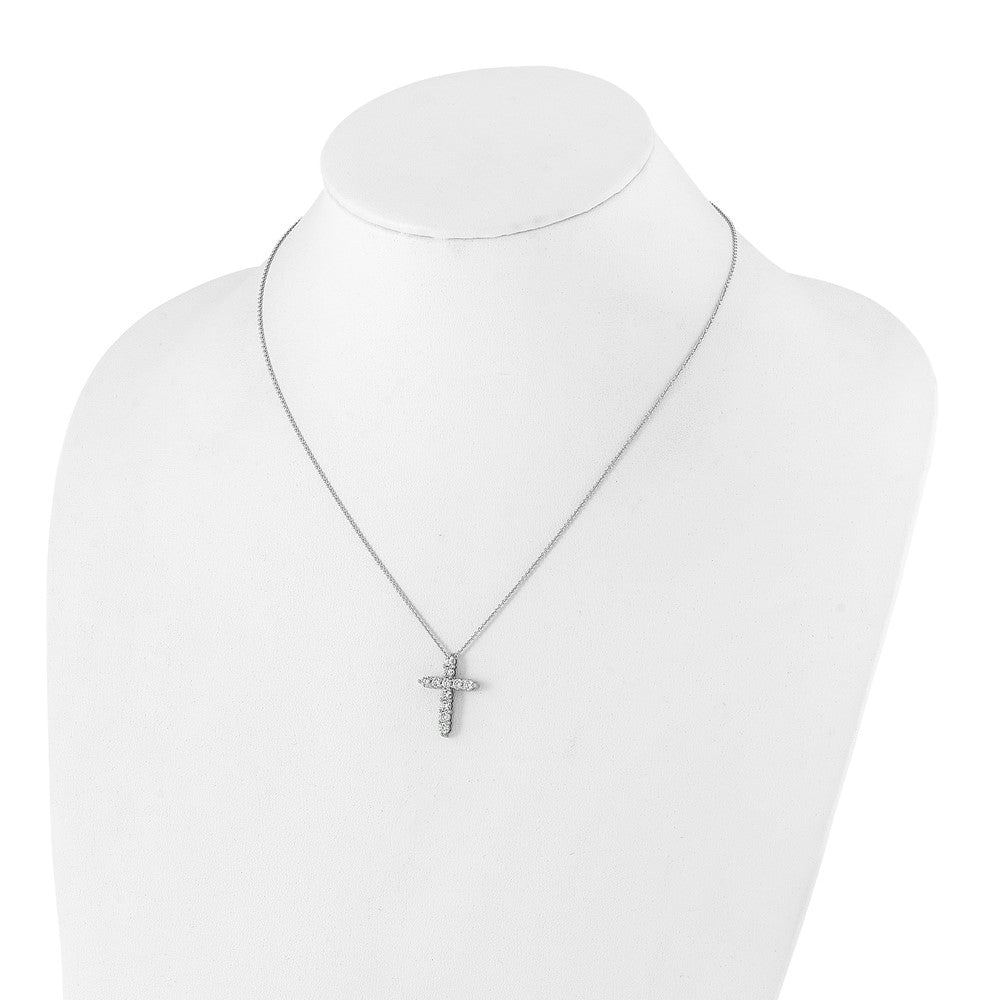 True Origin 14k White Gold 1 carat Lab Grown Diamond VS DEF 18 inch Cross Pendant Necklace