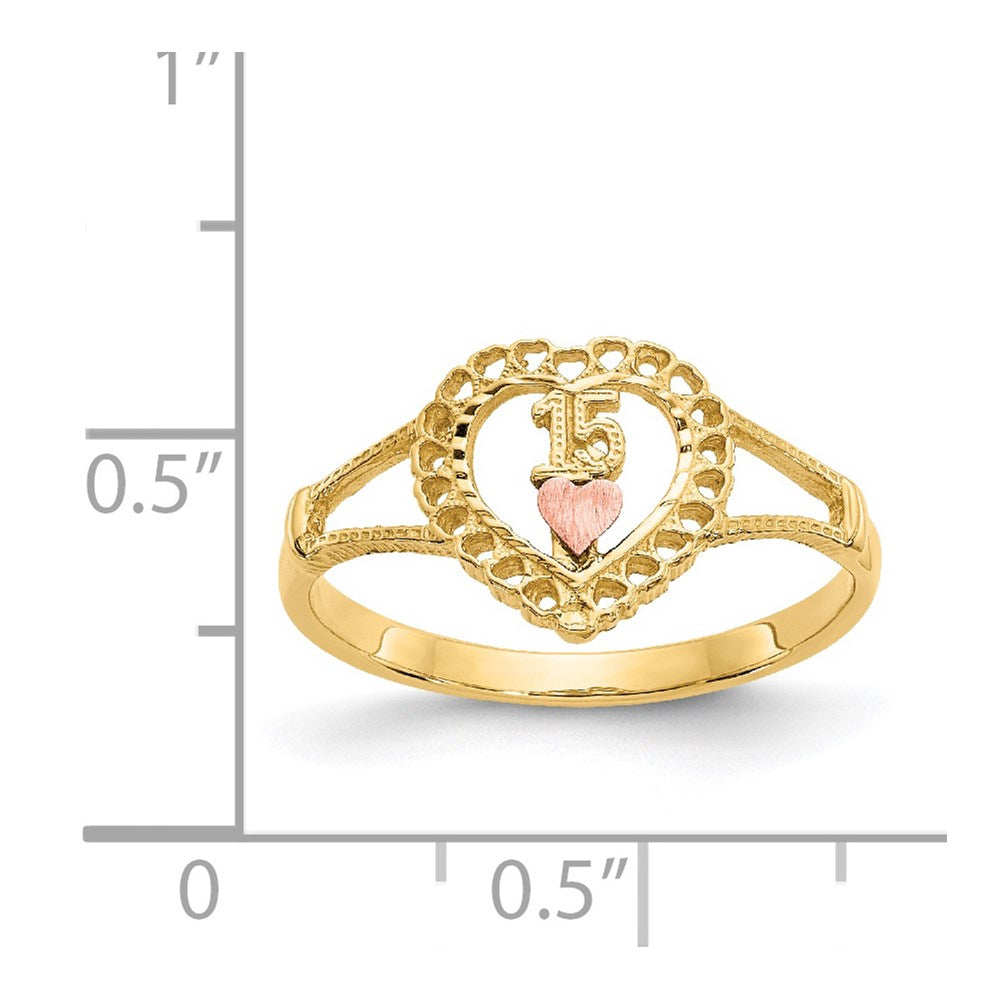 14K Two-tone 15 Heart Ring Size 6