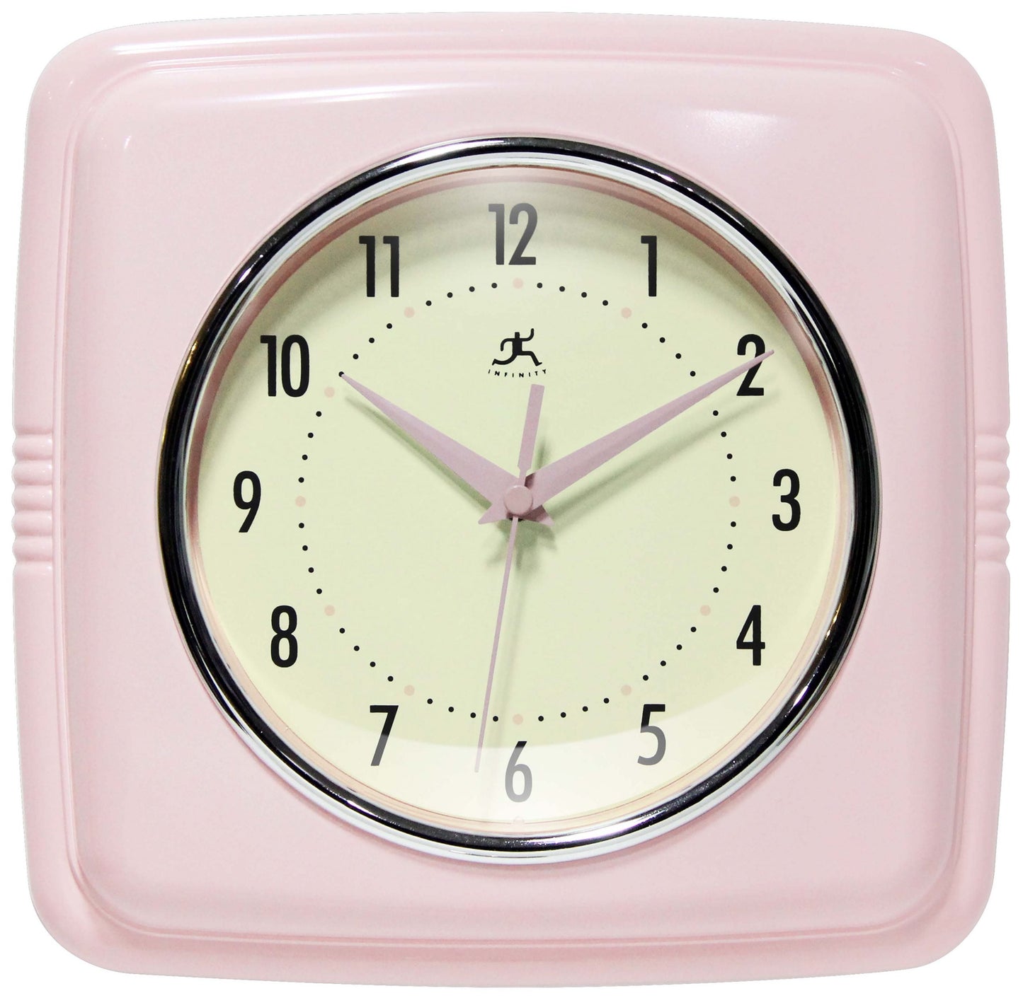 Infinity Instruments Retro Sqaure Rose Blush Pink Plastic 9.25-inch Analog Wall Clock