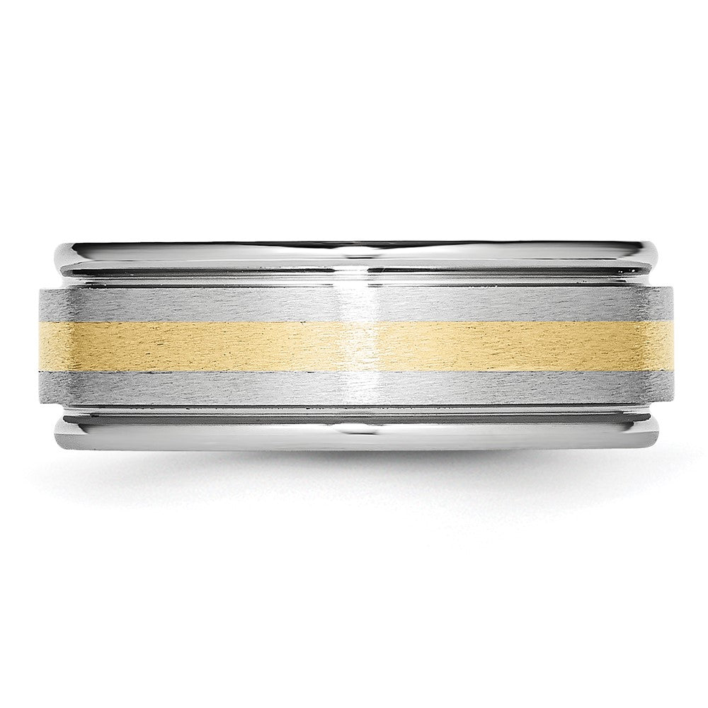 Cobalt 14k Gold Inlay Satin and Polished 8mm Band Size - 10