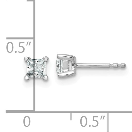 14k White Gold 1/2 ctw Lab Grown Diamond VS+ F+ Princess 4 Prong Heavy Wt. Stud Earrings