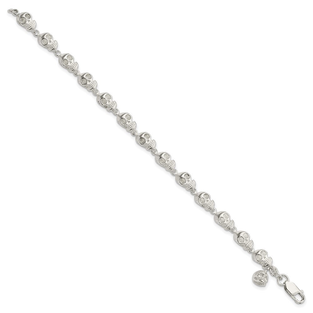 Sterling Silver Skull Bracelet 7 inches