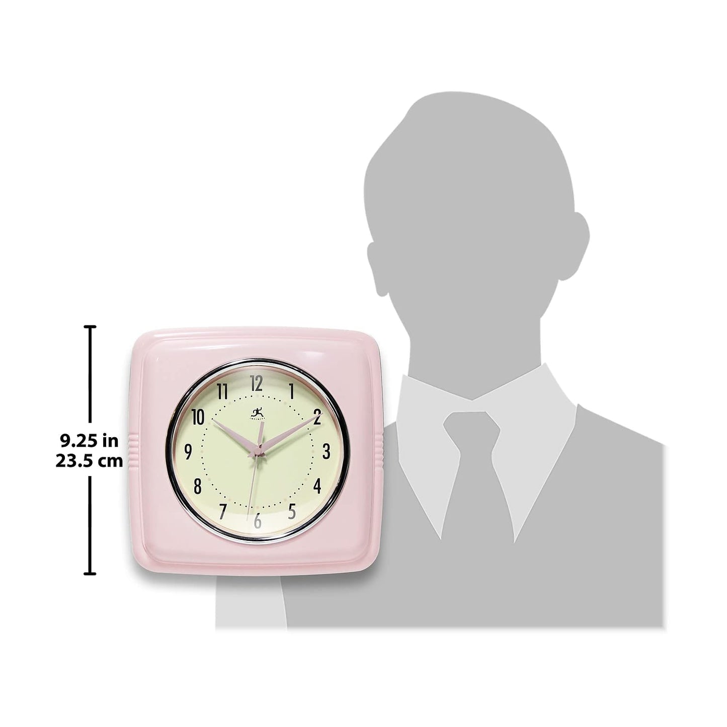 Infinity Instruments Retro Sqaure Rose Blush Pink Plastic 9.25-inch Analog Wall Clock