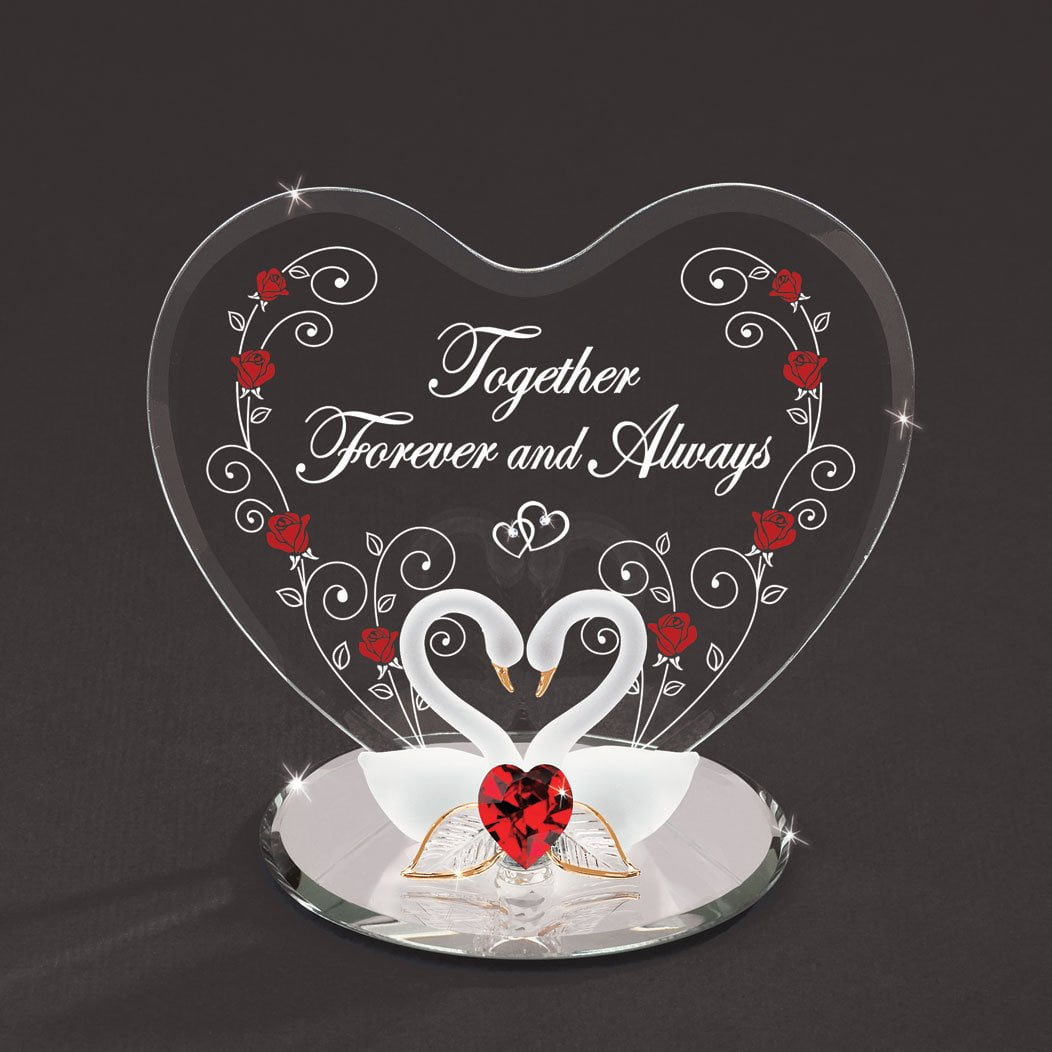 Fashion Swan Pair Forever And Always Glass Figurine (3.5 X 5) Made In China gm19254