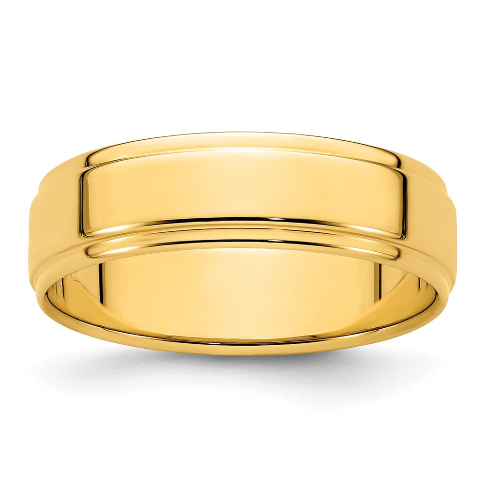 14k Yellow Gold 6mm Flat with Step Edge Wedding Band Size 7.5