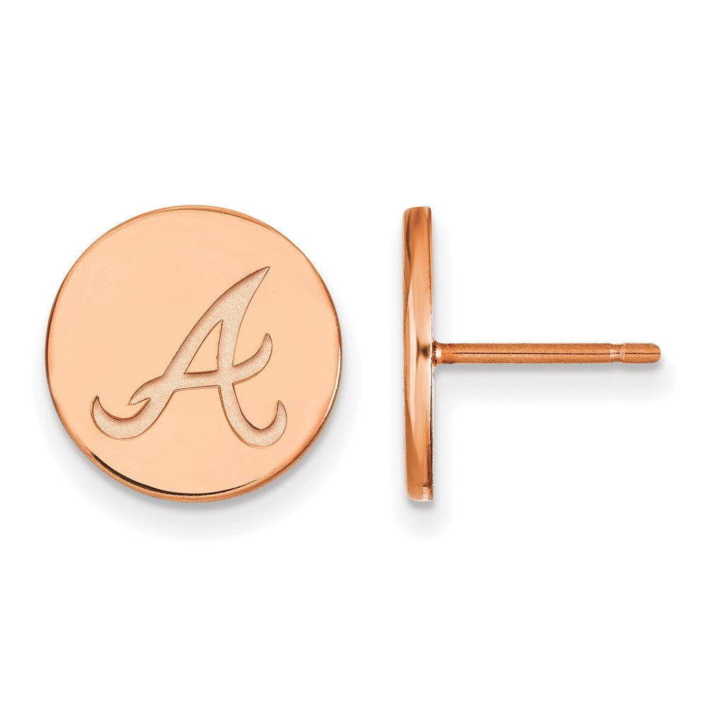 SS Rose Gold-plated MLB LogoArt Atlanta Braves Small Disc Earrin