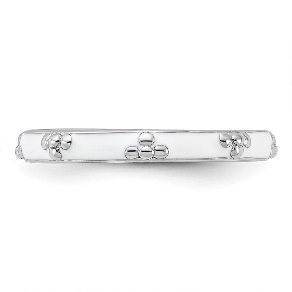 Sterling Silver Stackable Expressions White Enameled Ring