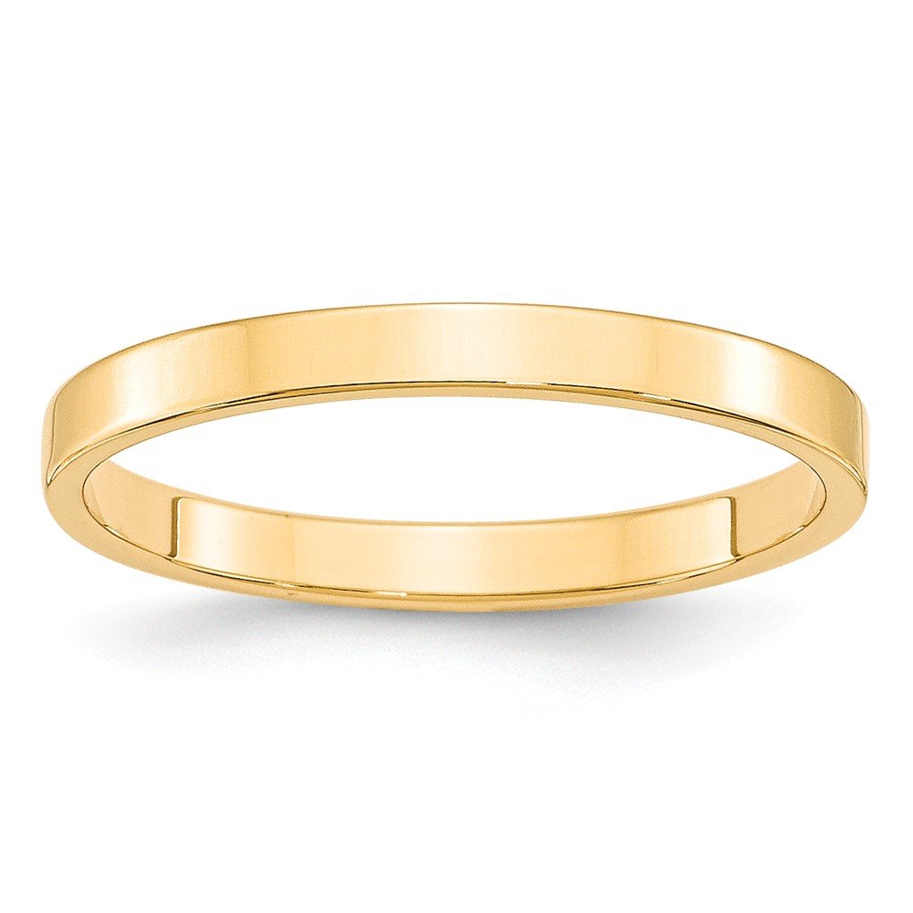 14k Yellow Gold 2.5mm Lightweight Flat Wedding Band Size 6