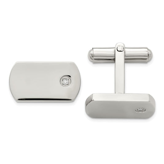 Stainless Steel Diamond Accent Cuff Links